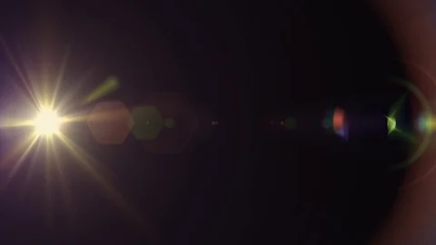 Horizontal moving lights optical lens flares shiny bokeh animation art Video stock 84641450
