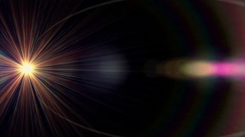 Horizontal moving lights optical lens flares shiny bokeh animation art Stock Footage 84644595