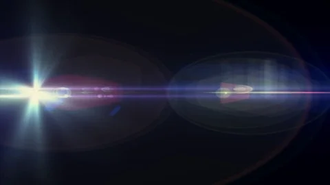 Horizontal moving lights optical lens flares shiny bokeh animation art Stock Footage 84645512