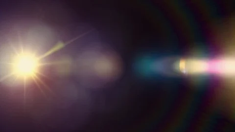 Horizontal moving lights optical lens flares shiny bokeh animation art Video stock 84646717