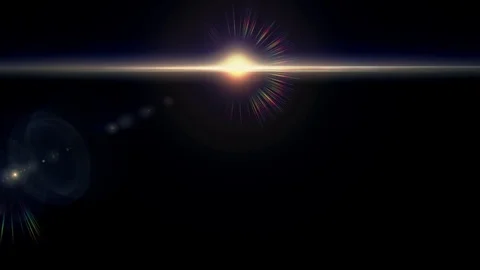 Horizontal moving lights optical lens flares shiny bokeh animation art Stock Footage 84647102