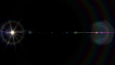 Horizontal moving lights optical lens flares shiny bokeh animation art Stock Footage 84652411