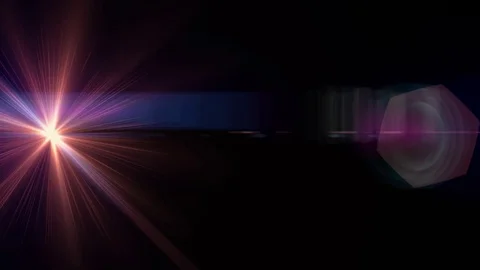 Horizontal moving lights optical lens flares shiny bokeh animation art Video stock 84677924