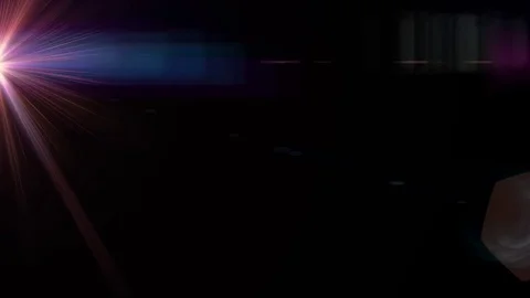 Horizontal moving lights optical lens flares shiny bokeh animation art Video stock 84678051