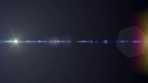Horizontal moving lights optical lens flares shiny bokeh animation art Stock Footage 84678693