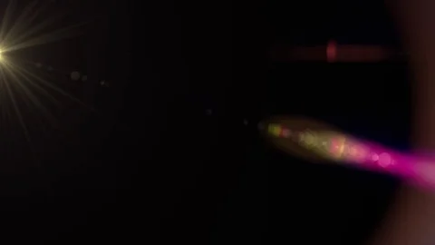 Horizontal moving lights optical lens flares shiny bokeh animation art Stock Footage 84679890