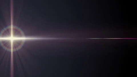 Horizontal moving lights optical lens flares shiny bokeh animation art Video stock 84680237