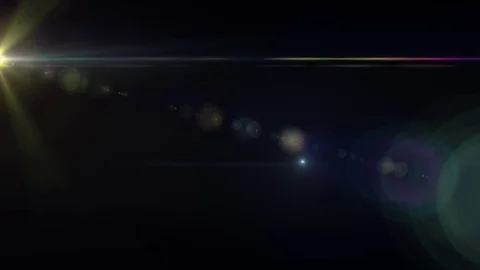Horizontal moving lights optical lens flares shiny bokeh animation art Stock Footage 84680438