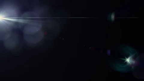 Horizontal moving lights optical lens flares shiny bokeh animation art Stock Footage 84683678