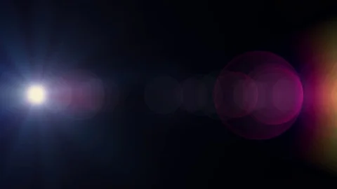Horizontal moving lights optical lens flares shiny bokeh animation art Stock Footage 84691805