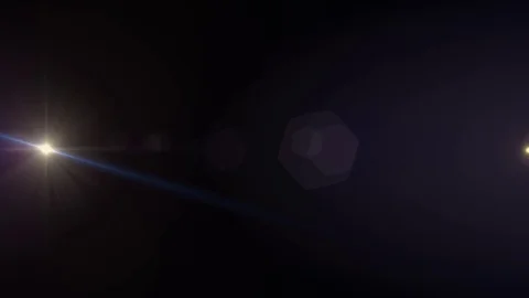 Horizontal moving lights optical lens flares shiny bokeh animation art Stock Footage 84729207