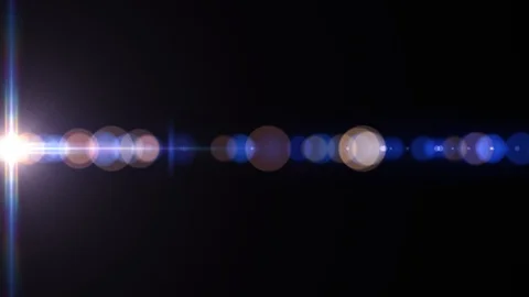 Horizontal moving lights optical lens flares shiny bokeh animation art Stock Footage 85558604
