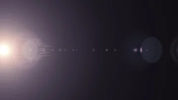 Horizontal moving lights optical lens flares shiny bokeh animation art Video stock 85641399