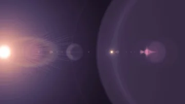 Horizontal moving lights optical lens flares shiny bokeh animation art Stock Footage 85641914