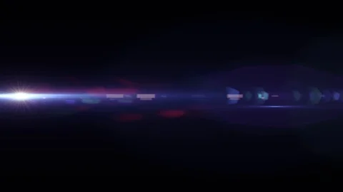 Horizontal moving lights optical lens flares shiny bokeh animation art Stock Footage 85832884