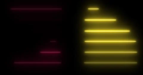 Horizontal moving neon light beams pile up stack-like data visualization. F.. Stock Illustration