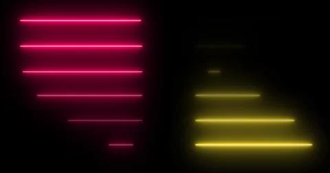 Horizontal moving neon light beams pile up stack-like data visualization. F.. Stock Illustration