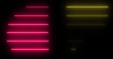 Horizontal moving neon light beams pile up stack-like data visualization. F.. Stock Illustration
