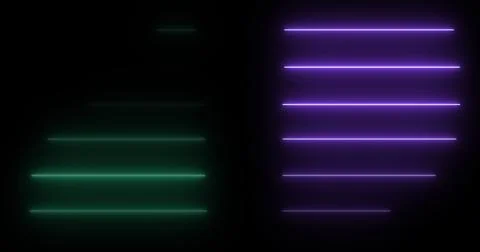 Horizontal moving neon light beams pile up stack-like data visualization. F.. Stock Illustration