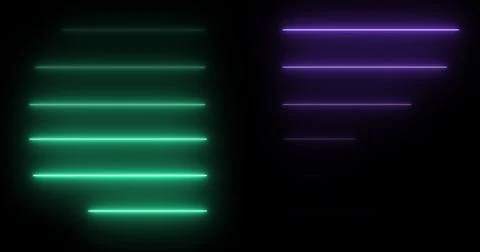 Horizontal moving neon light beams pile up stack-like data visualization. F.. 스톡 일러스트
