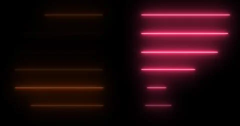 Horizontal moving neon light beams pile up stack-like data visualization. F.. Stock Illustration