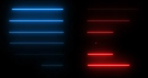 Horizontal moving neon light beams pile up stack-like data visualization. F.. Stock Illustration