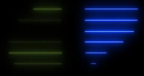 Horizontal moving neon light beams pile up stack-like data visualization. F.. Stock Illustration