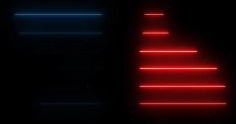 Horizontal moving neon light beams pile up stack-like data visualization. F.. Stock Illustration