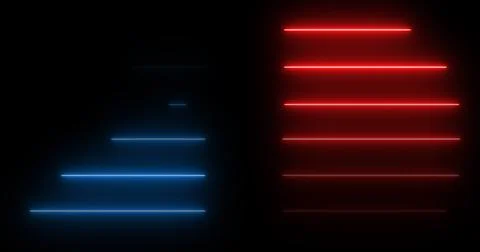 Horizontal moving neon light beams pile up stack-like data visualization. F.. イラスト素材