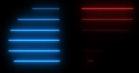 Horizontal moving neon light beams pile up stack-like data visualization. F.. Stock Illustration