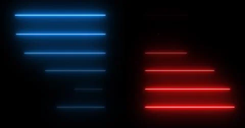 Horizontal moving neon light beams pile up stack-like data visualization. F.. Stock Illustration