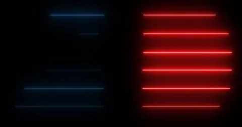 Horizontal moving neon light beams pile up stack-like data visualization. F.. Stock Illustration