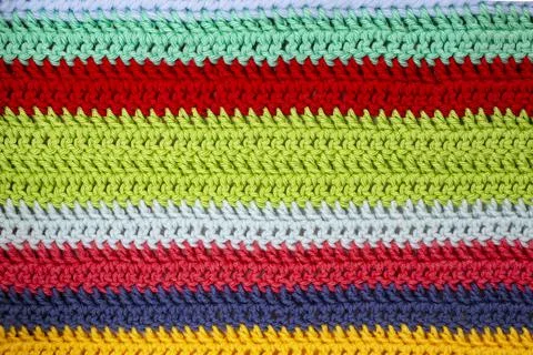 Horizontal multi colored crochet lines pattern, Foto stock