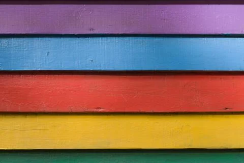 Horizontal multicolored wooden slats background Stock Photos