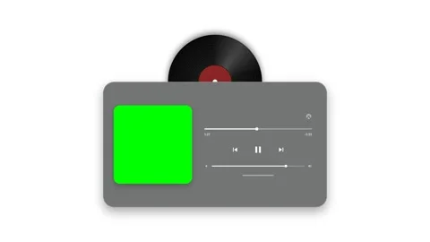 Horizontal music player interface with green screen and vinyl record 4K Stock Footage 340154095