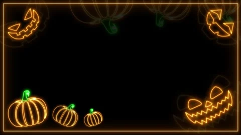 Horizontal Neon Frame Pumpkin Stock Footage 251448743