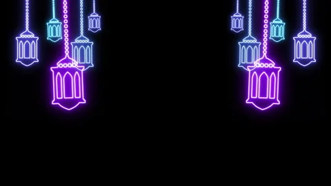 HORIZONTAL NEON LANTERNS 스톡 동영상 261305939