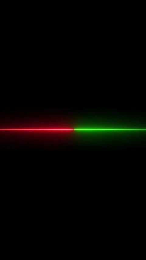 Horizontal neon line red and green split on black. Horizontal neon line red.. Stock Footage 345723119