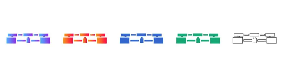 Horizontal Node Network Hierarchy Icons Stockillustratie