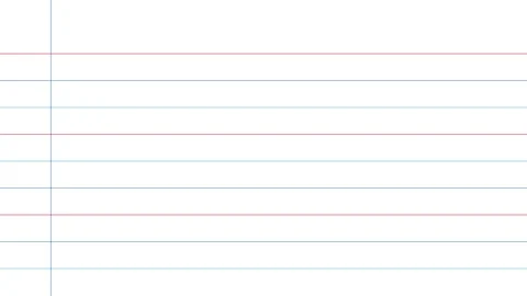 Horizontal notebook lines paper animation isolated on white background Stock Footage 343606030