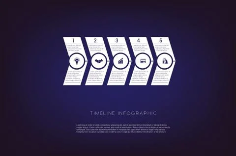 Horizontal numbered arrows. Concept  illustration or background. Timeline inf Stock Illustration