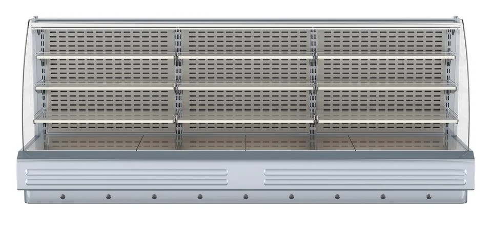 Horizontal Open Air Merchandiser. Front view. Refrigerated air curtain merc.. Stock Illustration