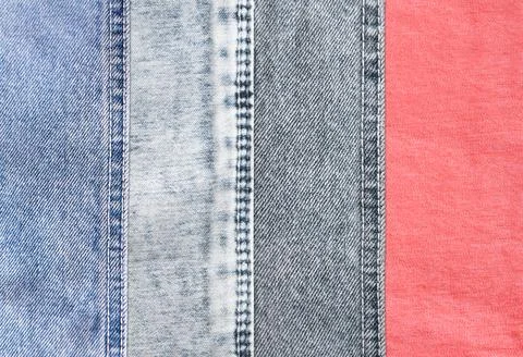 Horizontal or vertical background with denim patches of light grey, blue an.. Stock Photos