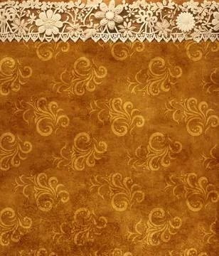 Horizontal or vertical Background with lace borders on grunge old soiled pa.. Stock Photos