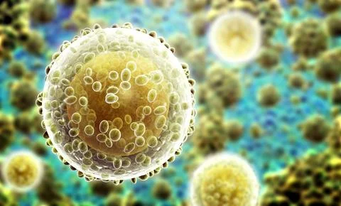 Horizontal or vertical banner with pathogenic bacterias and viruses. Virus .. Stock Illustration