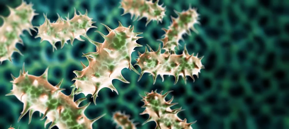 Horizontal or vertical banner with pathogenic bacterias and viruses. Virus .. Stock Illustration