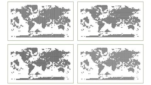 Horizontal or Vertical Strip Line or Dotted World Map Vector Highlighting C.. Stock Illustration