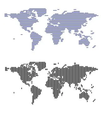 Horizontal or Vertical Strip Line World Map Vector design in Infographics a.. 스톡 일러스트