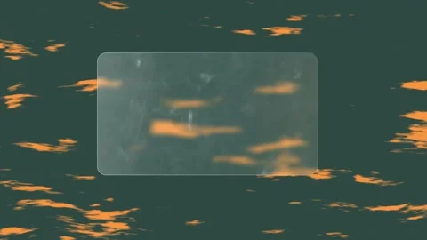 Horizontal orange streaks moving behind glass plate on dark teal background Stock Footage 288981559