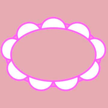 Horizontal oval frame with petals in pink and white Stock Illustration